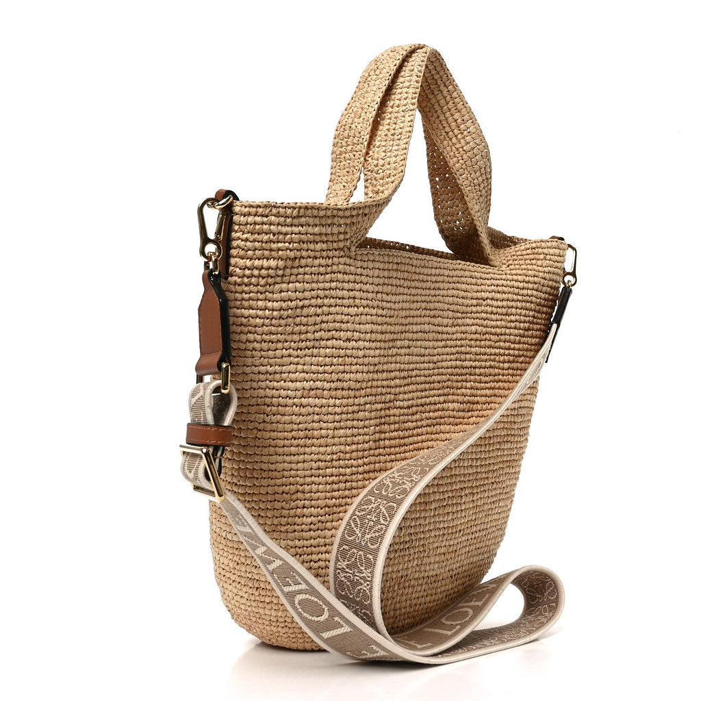 Raffia Mini Slit Tote Bag Natural Tan