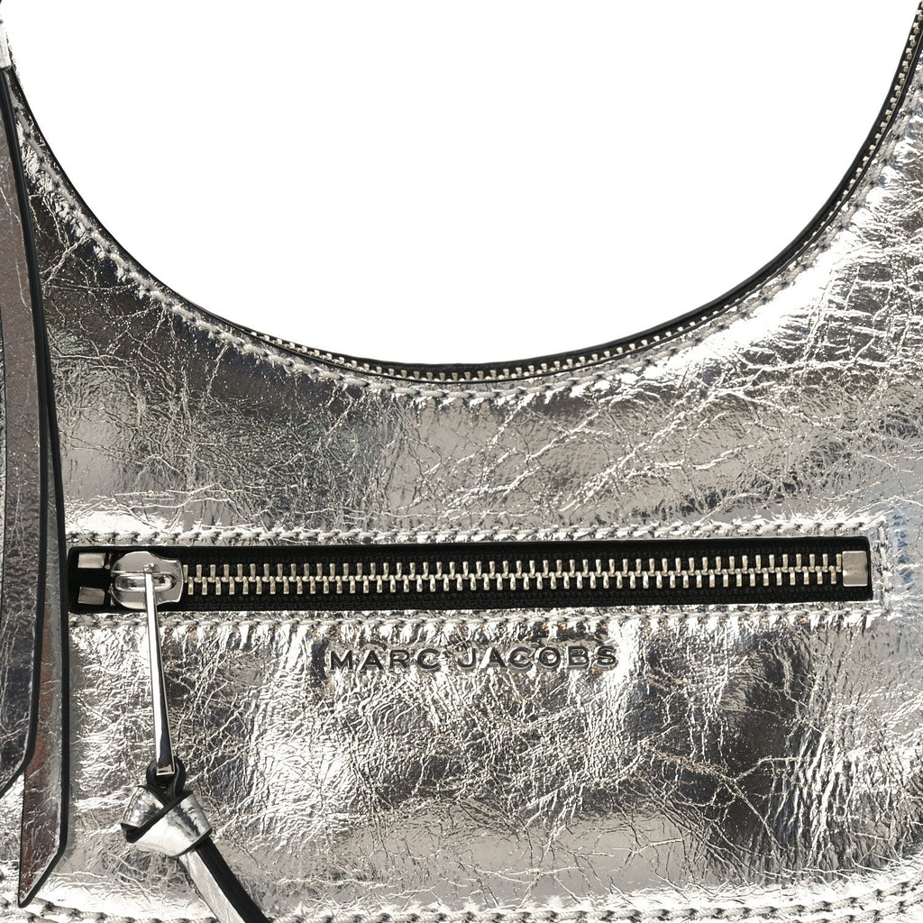 Crinkled Calfskin Crusier Crescent Bag Silver