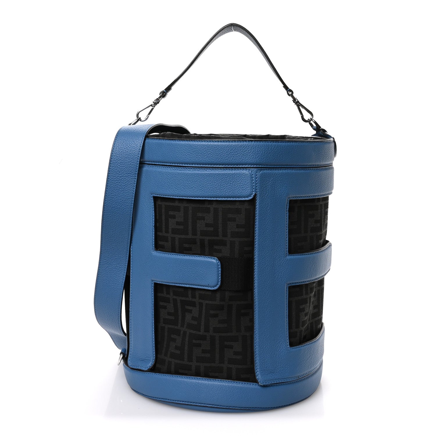 Jacquard Vitello Logo Bucket Bag Blue