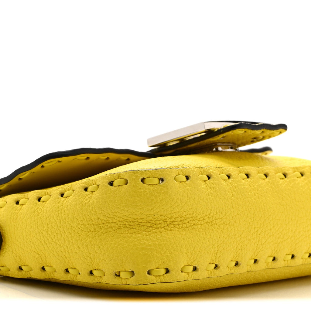 Cuoio Roma Sellerissima Nappa Sintetica Tape Stitch Mini Baguette Acid Yellow