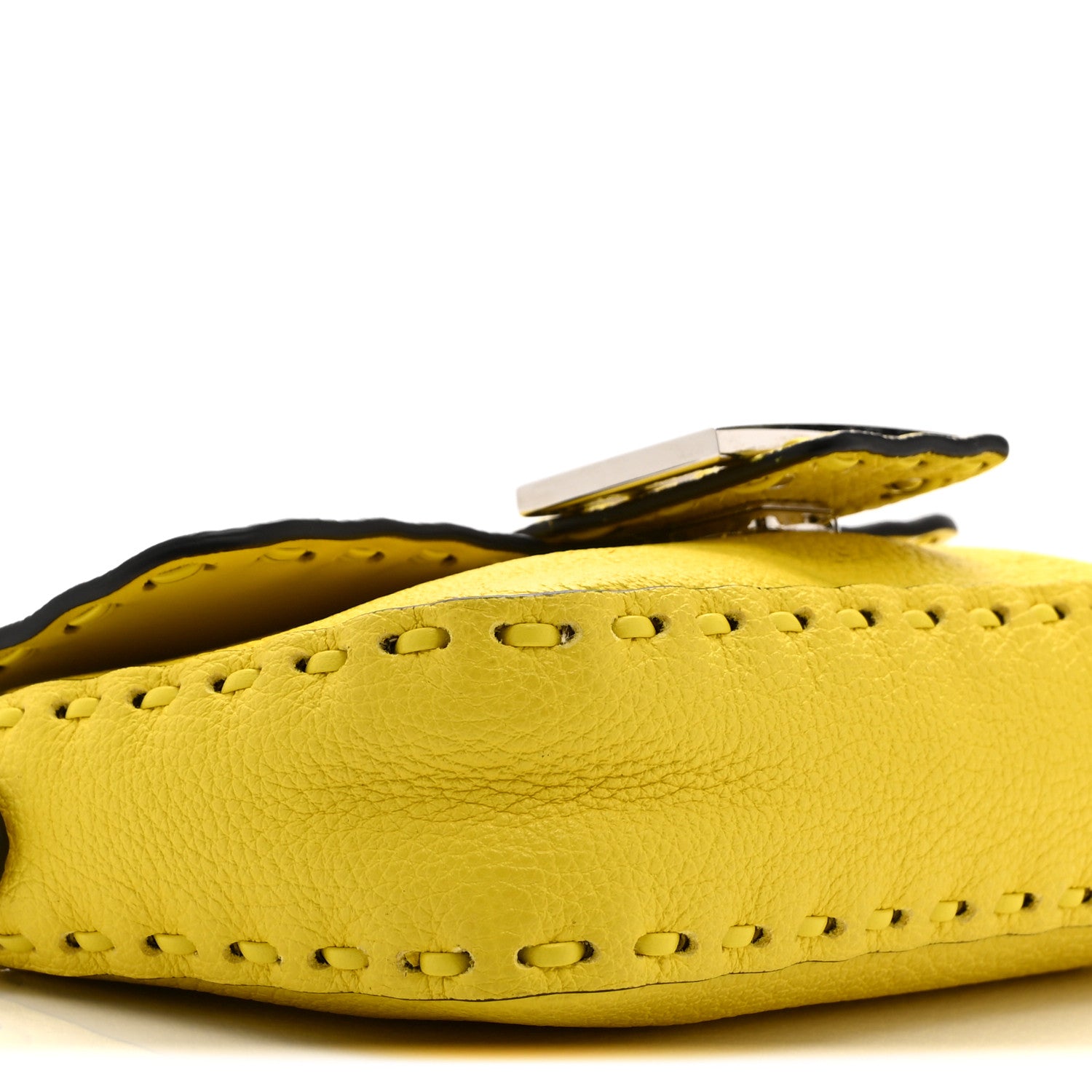 Cuoio Roma Sellerissima Nappa Sintetica Tape Stitch Mini Baguette Acid Yellow