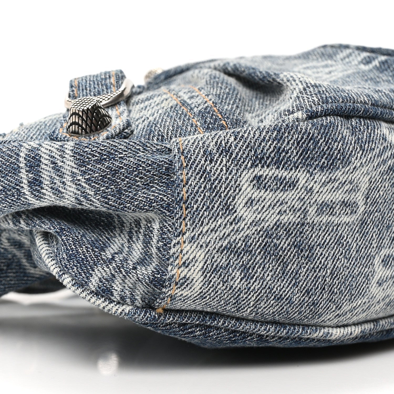 Bleached Denim BB Monogram Le Cagole Shoulder Bag XS Blue