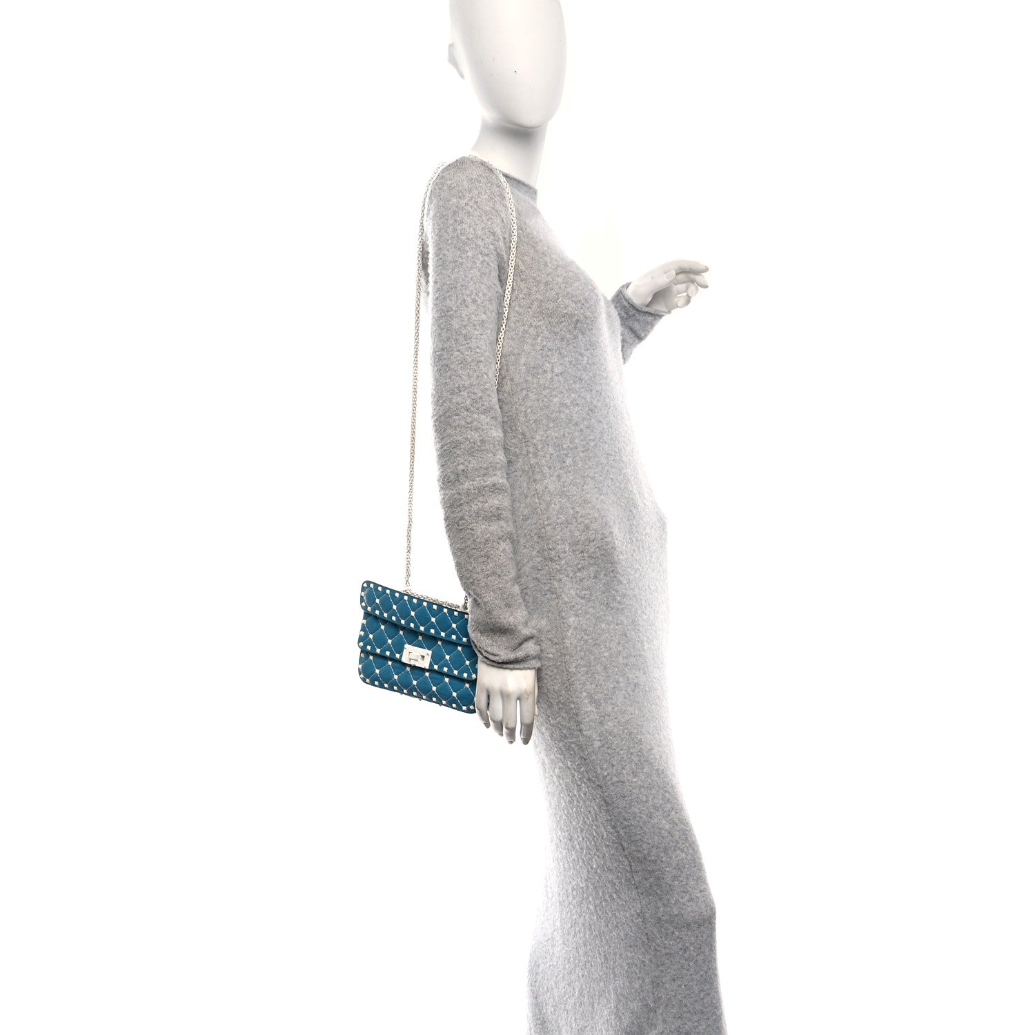 Nappa Small Free Rockstud Spike Shoulder Bag Cerulean