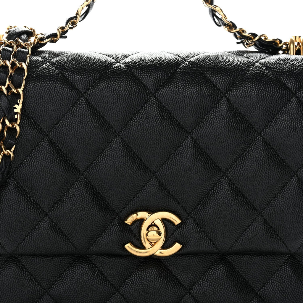 Caviar Quilted Coco First Flap Black