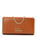 Calfskin Iconic Flap Wallet On Chain Clay Brown