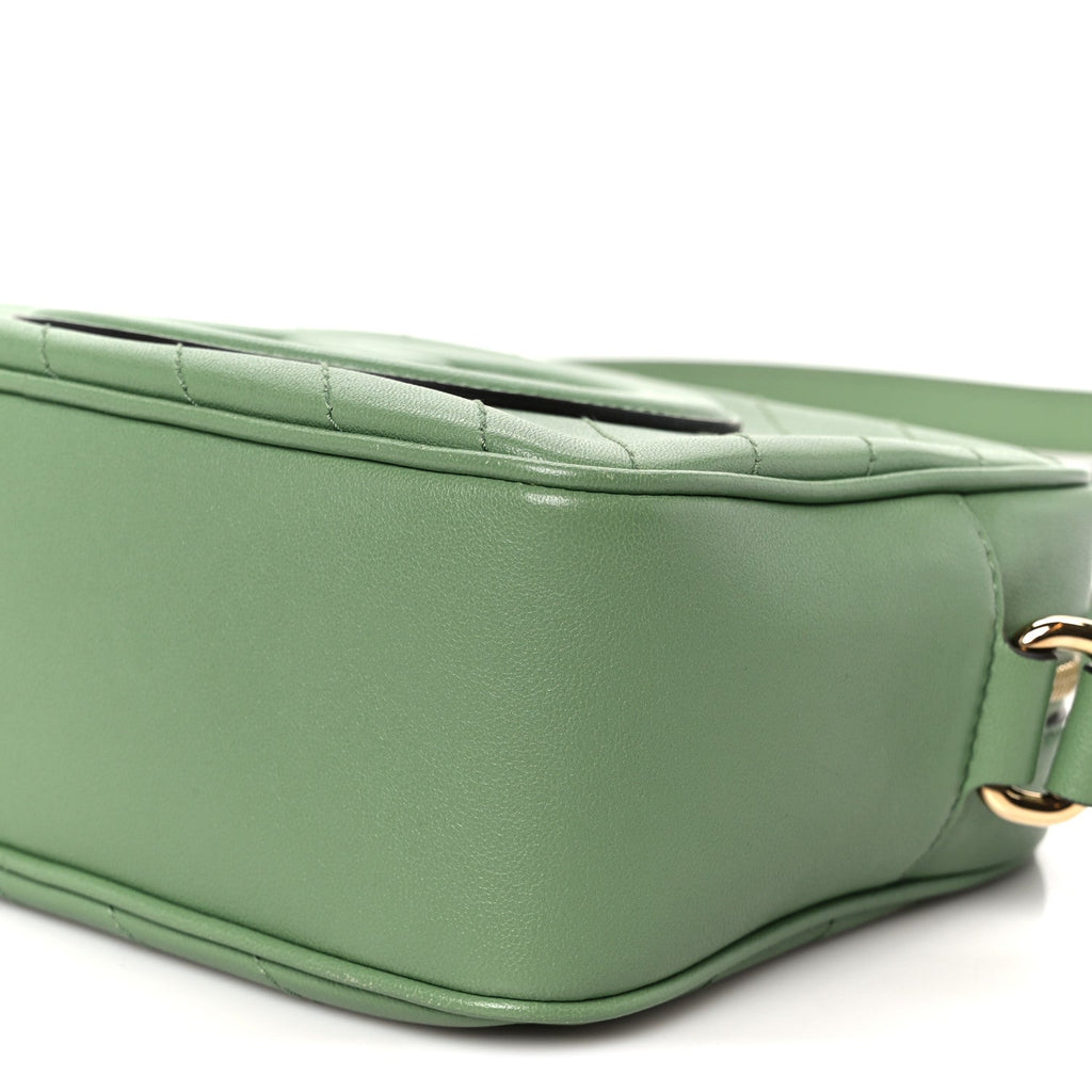 Sakai Be Green Calfskin Diagonal Stitched Small Blondie Shoulder Bag Green Soil Grass