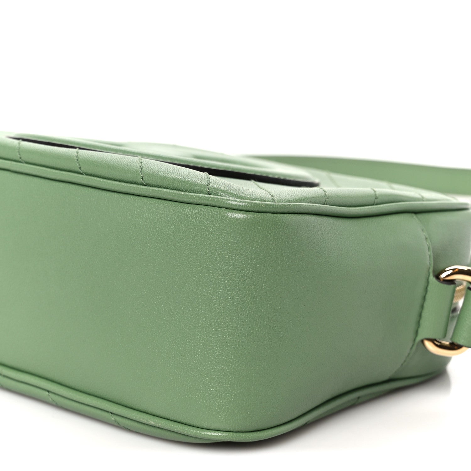 Sakai Be Green Calfskin Diagonal Stitched Small Blondie Shoulder Bag Green Soil Grass