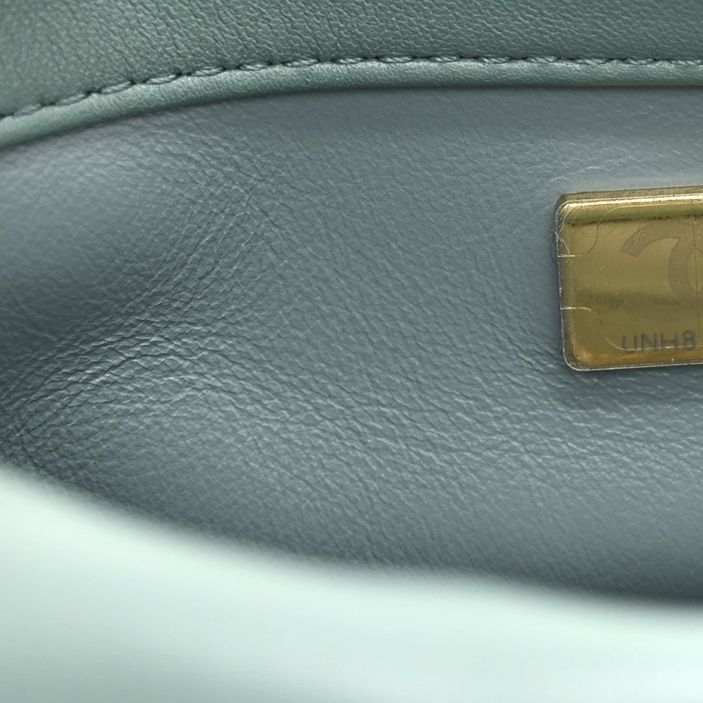 Lambskin Quilted Mini Chain Rows Flap  Green