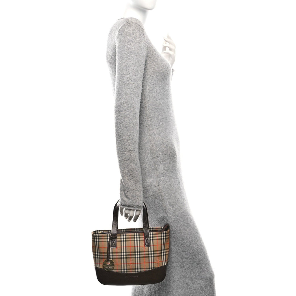 Haymarket Check Small Tote Dark Brown