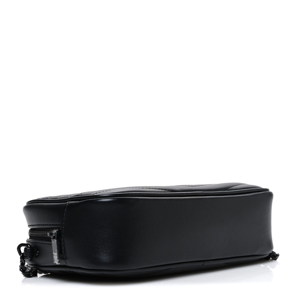 Calfskin Matelasse Monochrome Monogram Mini Lou Camera Bag Black