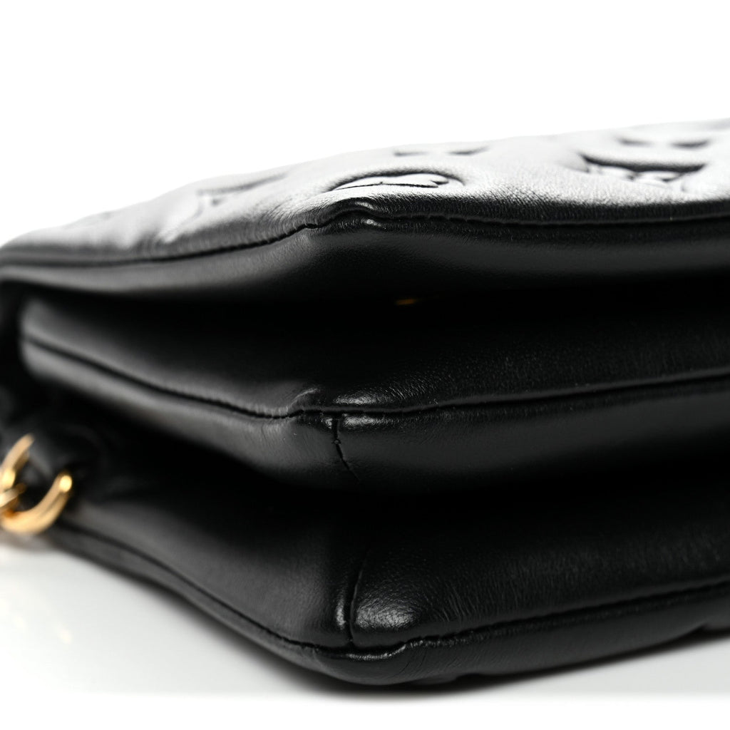 Lambskin Embossed Monogram Pochette Coussin Black