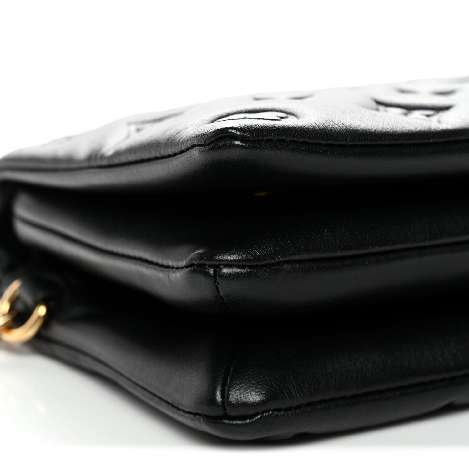 Lambskin Embossed Monogram Pochette Coussin Black