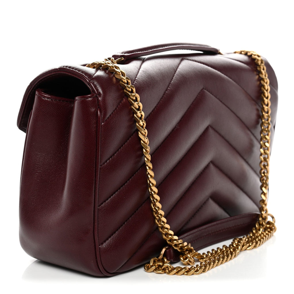 Lambskin Chevron Quilted Medium LouLou Rouge Cabernet