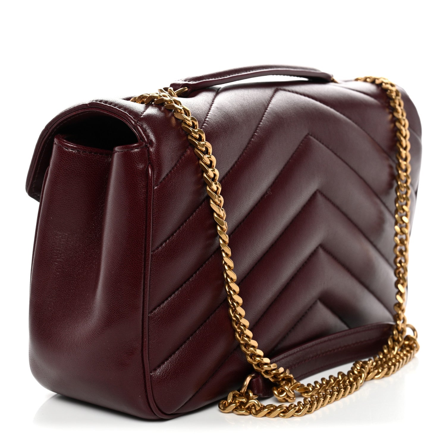 Lambskin Chevron Quilted Medium LouLou Rouge Cabernet
