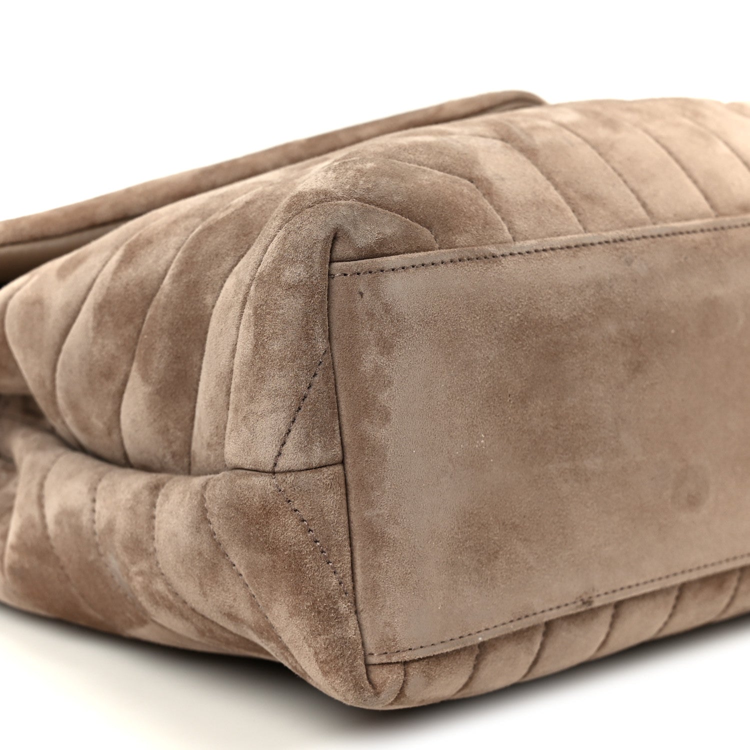 Suede Y Quilted Monogram Medium Loulou Chain Satchel Taupe