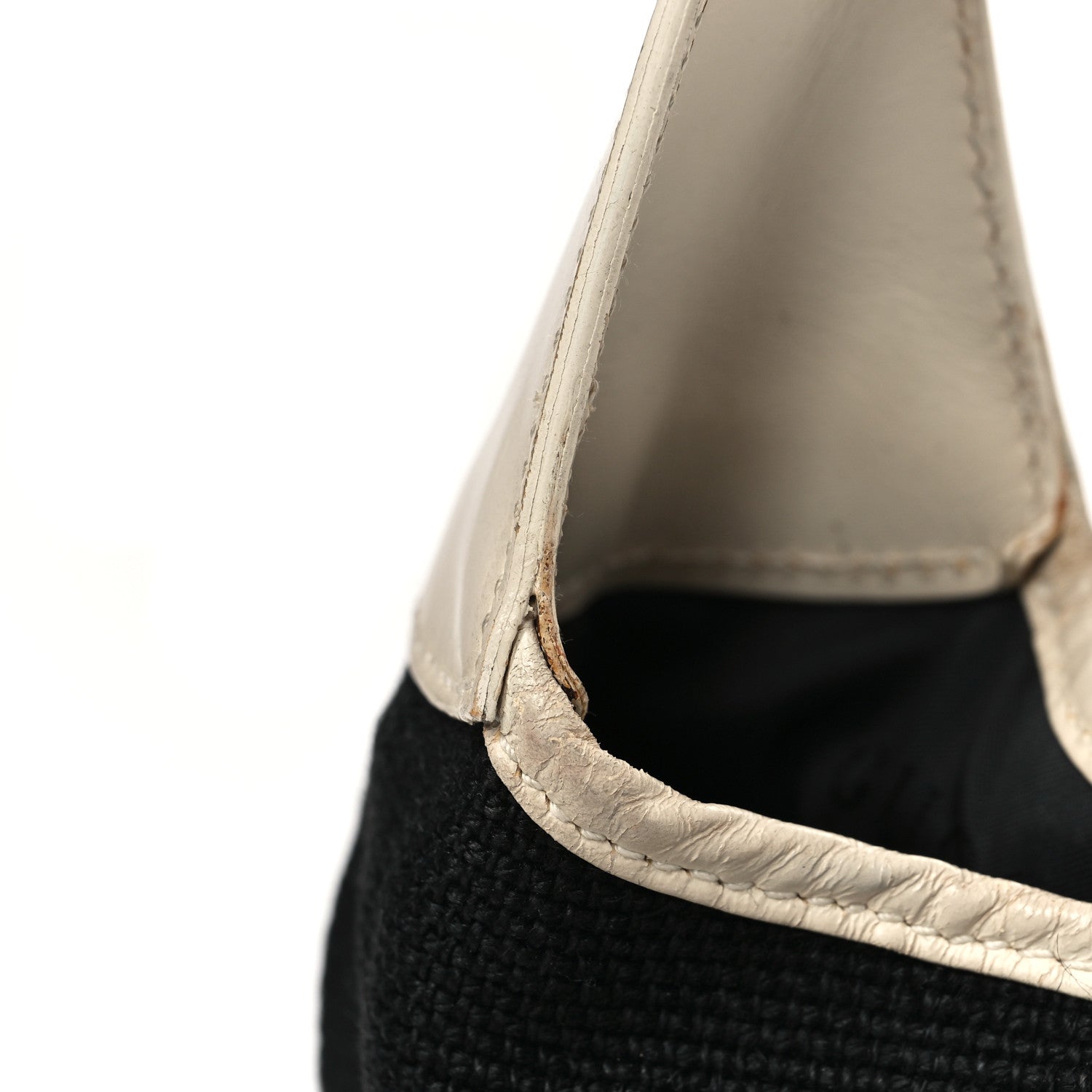 Canvas Calfskin Jackie O Chain Hobo White Black