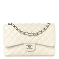 Caviar Quilted Jumbo Double Flap White