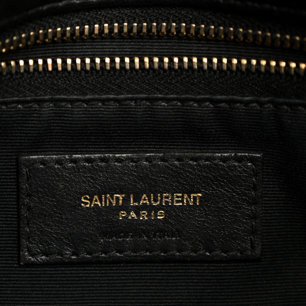 Lambskin Quilted Small Loulou Puffer Monogram Chain Satchel Black