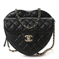 Lambskin Quilted Large CC In Love Heart Bag Black