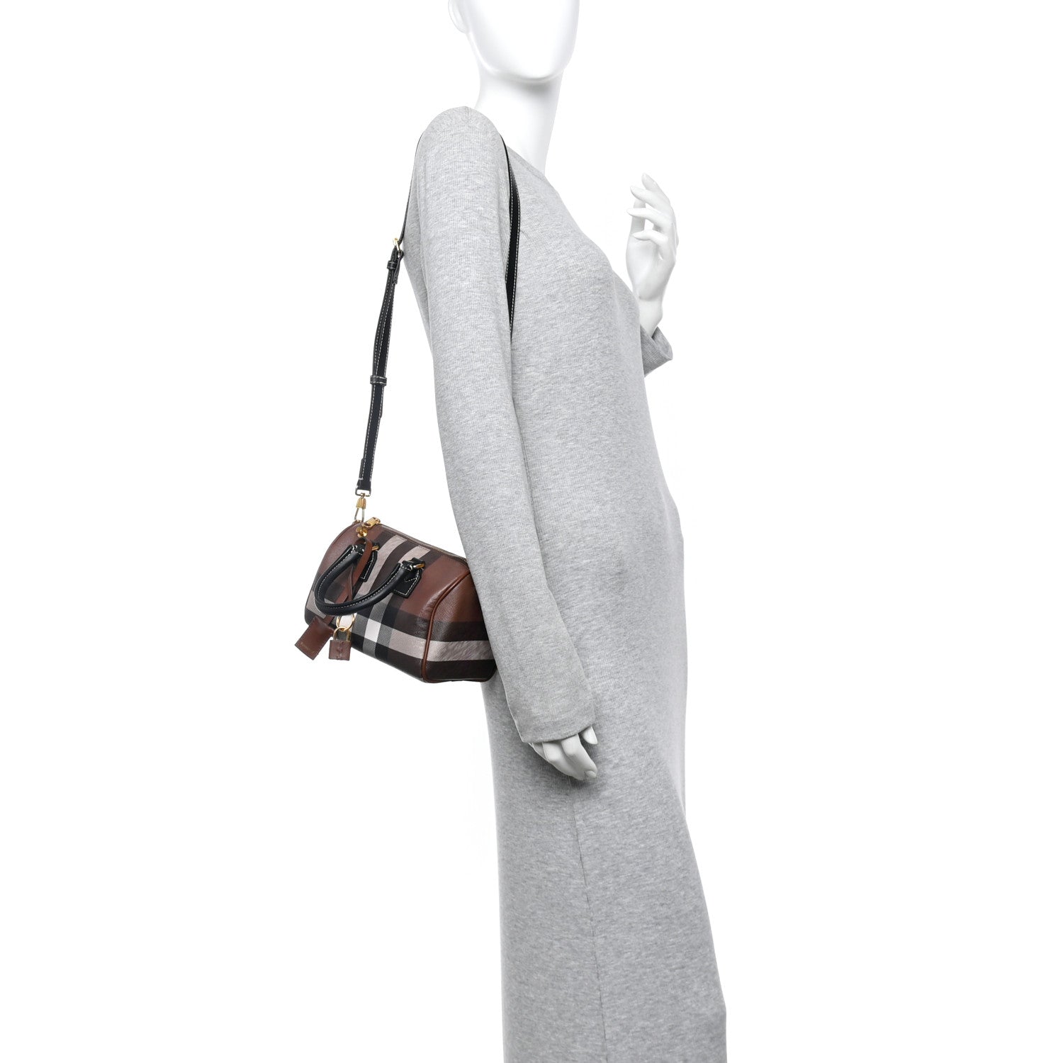 E-canvas Check Mini Bowling Bag Dark Birch Brown
