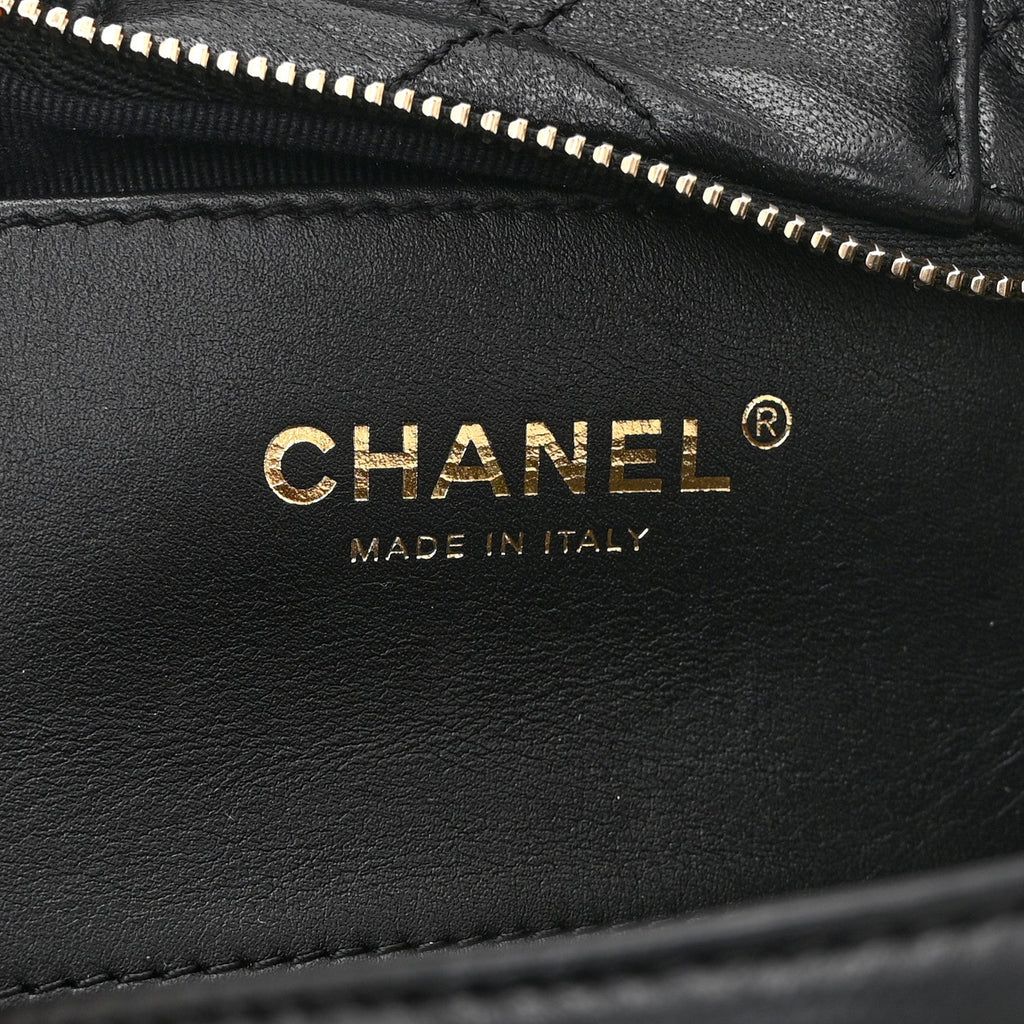 Lambskin Quilted Mini Bow Bag Black