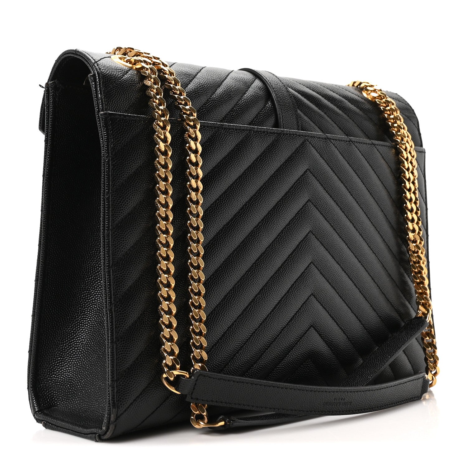 Grain De Poudre Matelasse Chevron Large Monogram Satchel Black