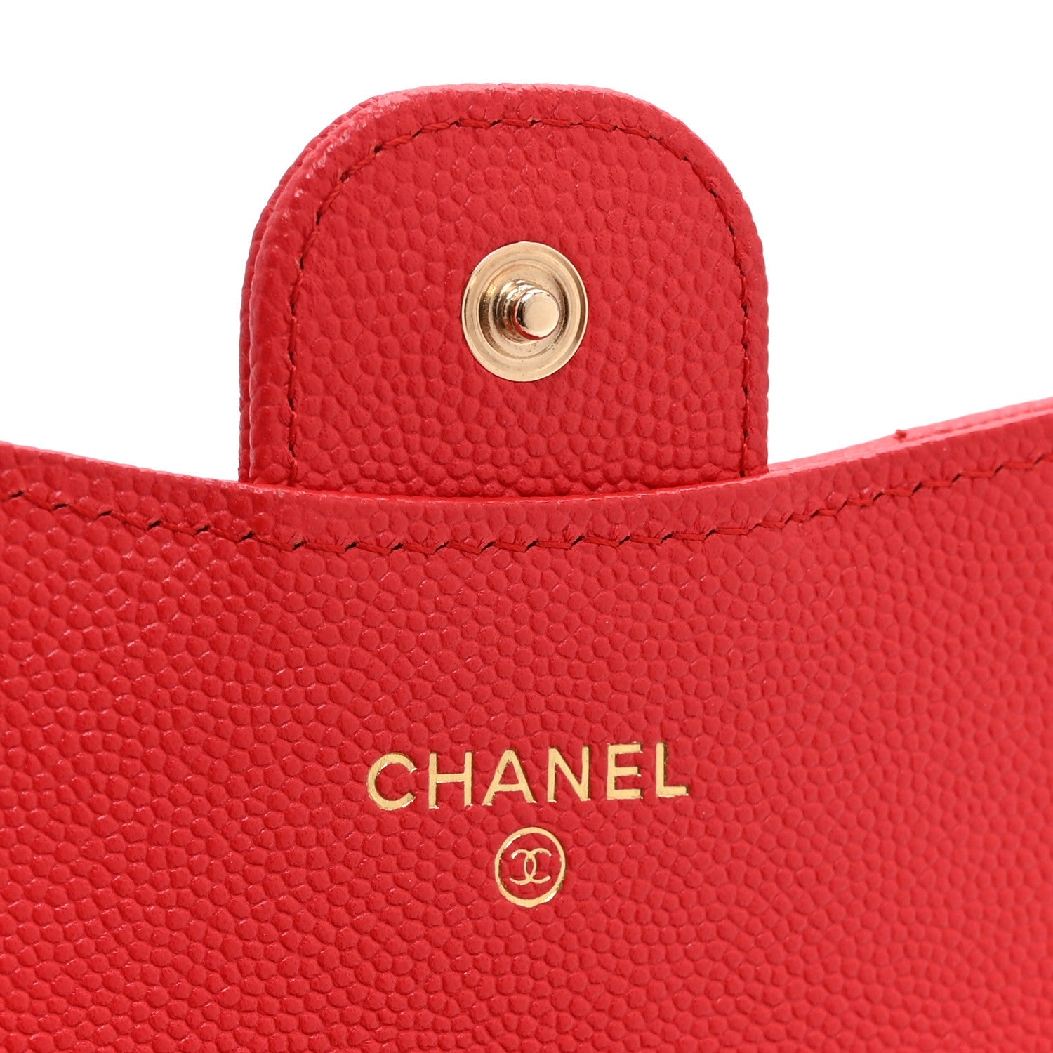 Caviar Quilted Flap  Holder On Chain Red