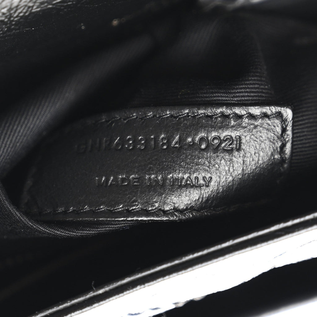 Crinkled Calfskin Matelasse Monogram Medium Niki Chain Satchel Black