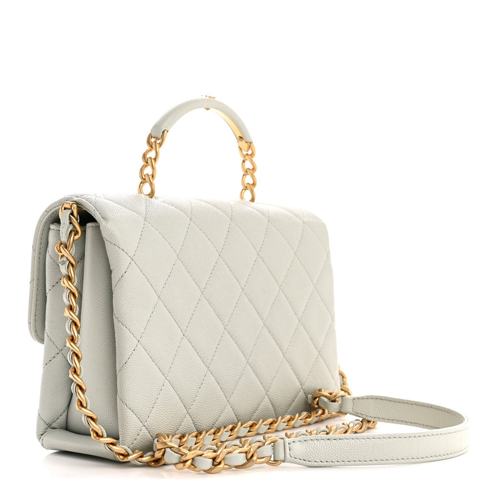 Caviar Quilted Medium Carry Me Top Handle Flap Light Blue