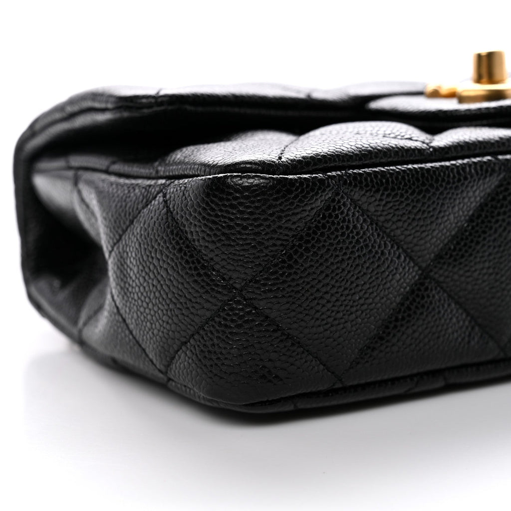 Caviar Quilted Mini Sweetheart Rectangular Flap Black