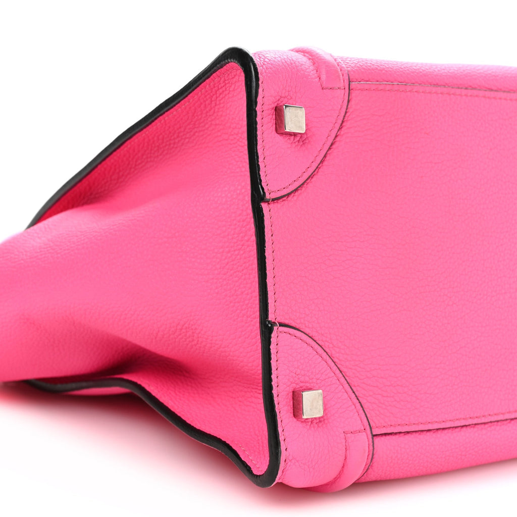Drummed Calfskin Mini Luggage Fluo Pink