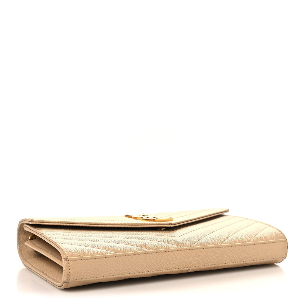 Grain De Poudre Matelasse Chevron Monogram Chain Wallet Nude Powder