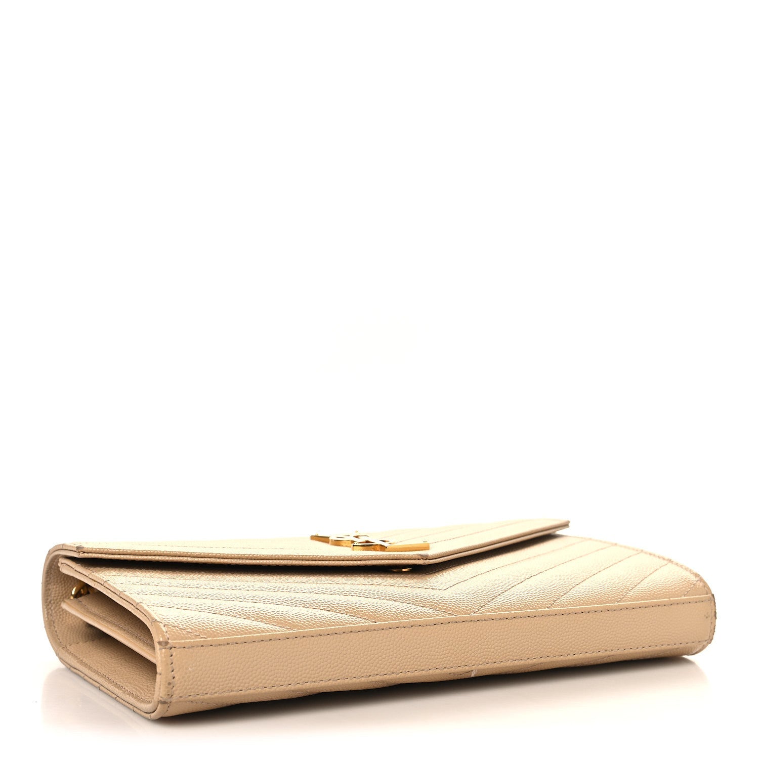 Grain De Poudre Matelasse Chevron Monogram Chain Wallet Nude Powder
