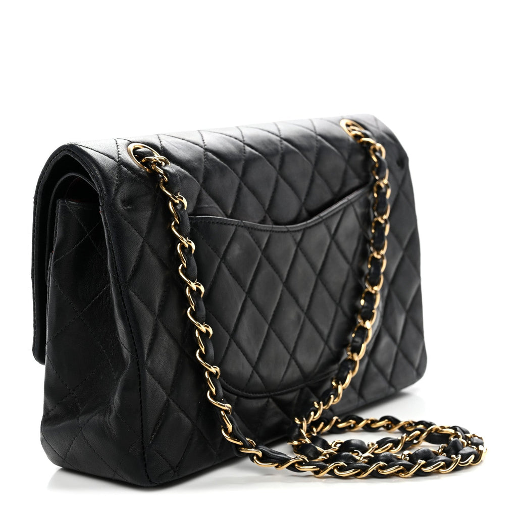 Lambskin Quilted Small Double Flap Black
