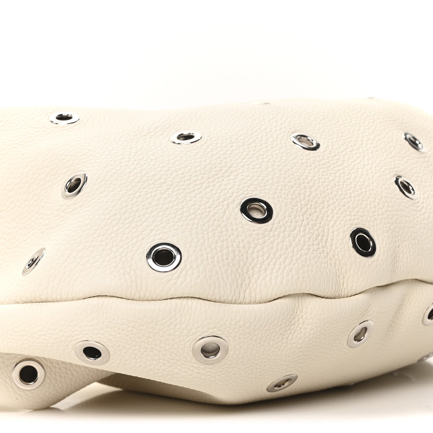 Pebbled Calfskin Grommet Medium Olivia Hobo Dark Ivory