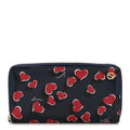 Calfskin Heartbeat Print Zip Around Wallet Blue