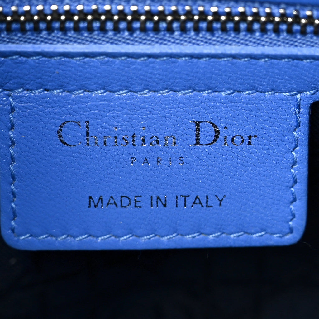Lambskin Cannage Medium Lady Dior Blue Persan