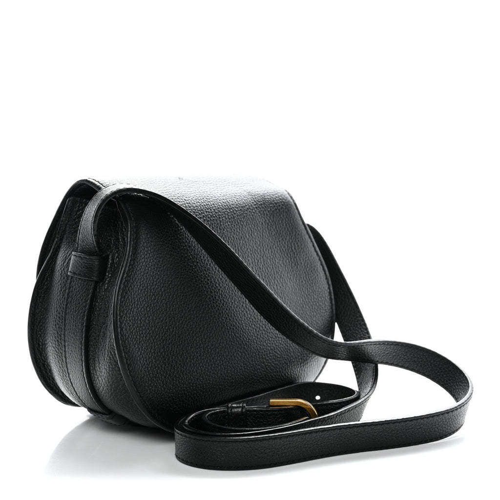 Grained Calfskin Small Marcie Saddle Bag Black