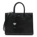 Calfskin Crocodile Embossed Baby Sac De Jour Black