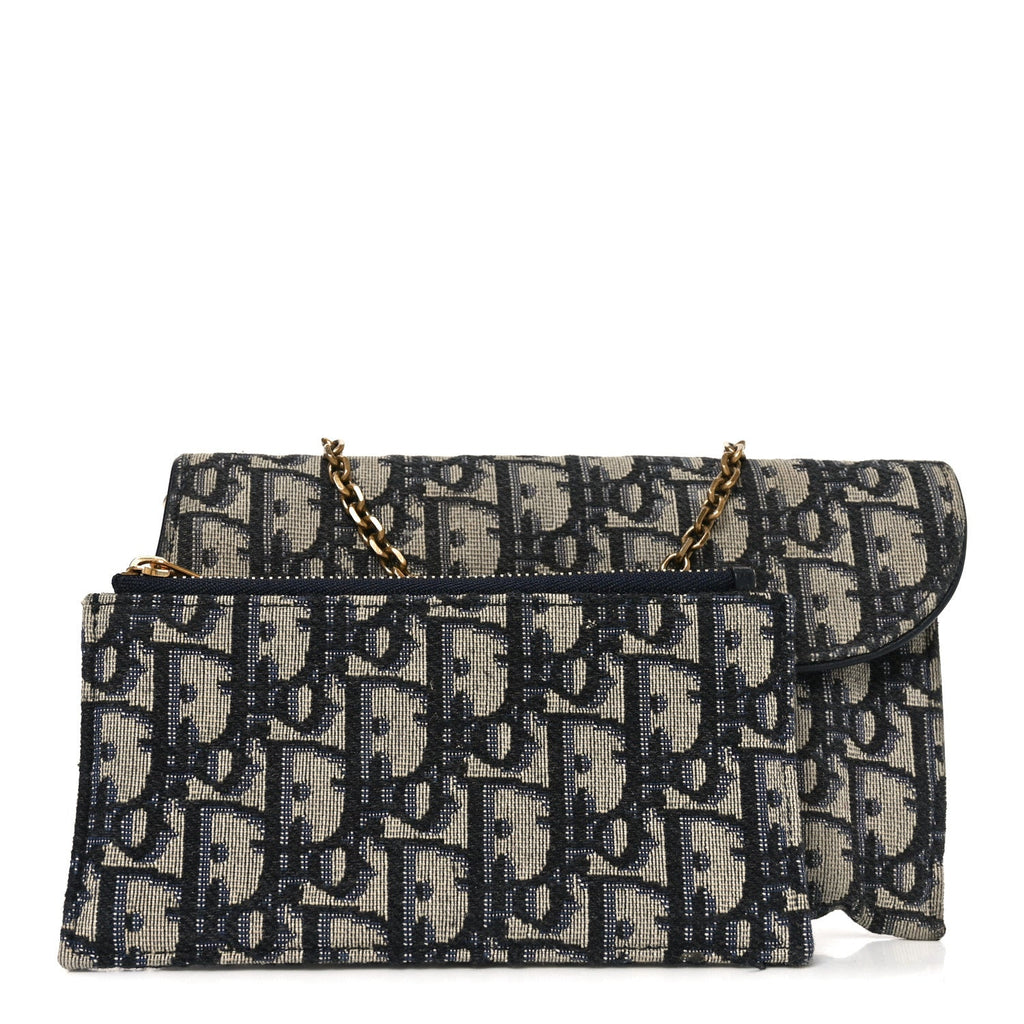 Oblique Small Saddle Chain Pouch Blue