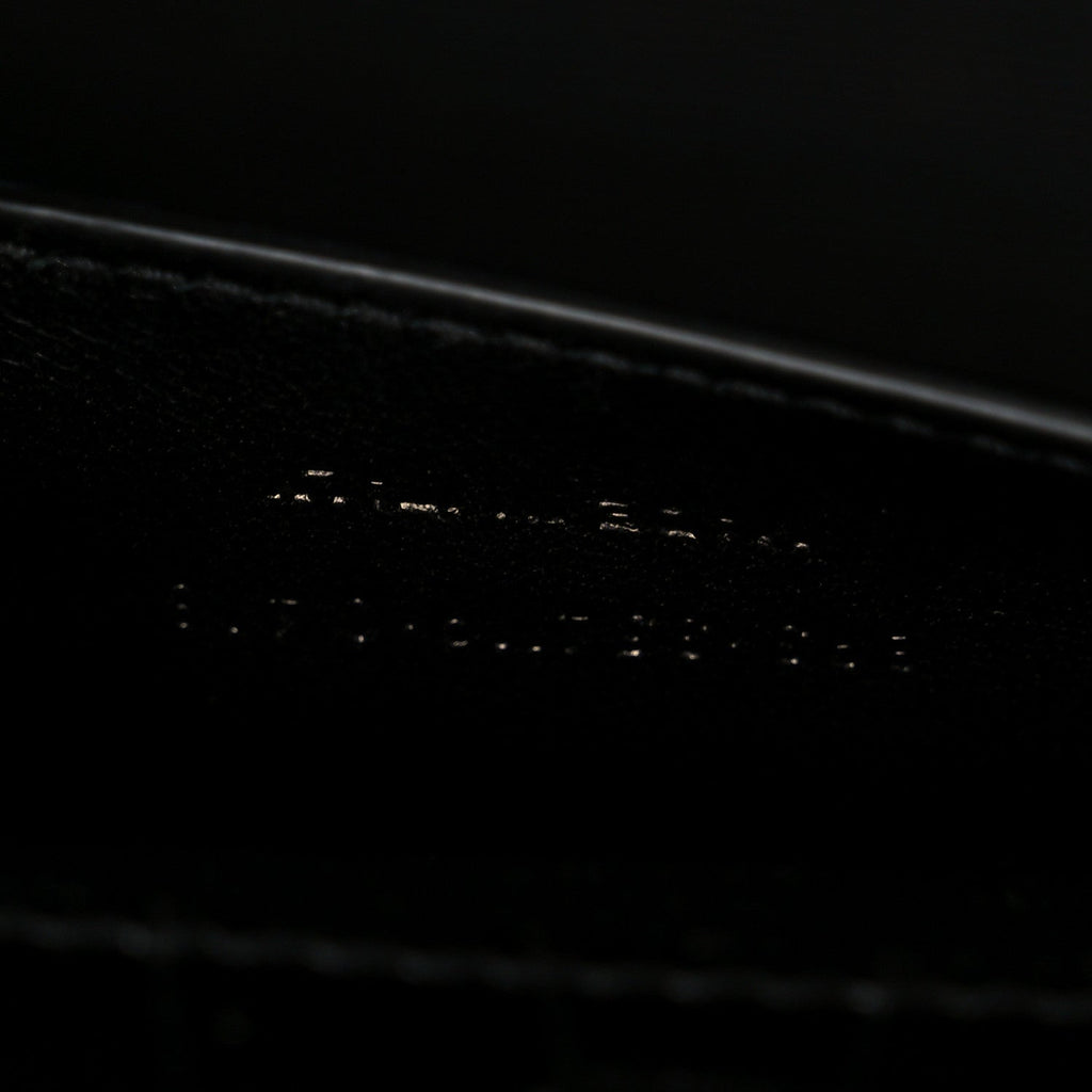 Calfskin Crocodile Embossed Medium Classic Monogram Kate Tassel Satchel Black