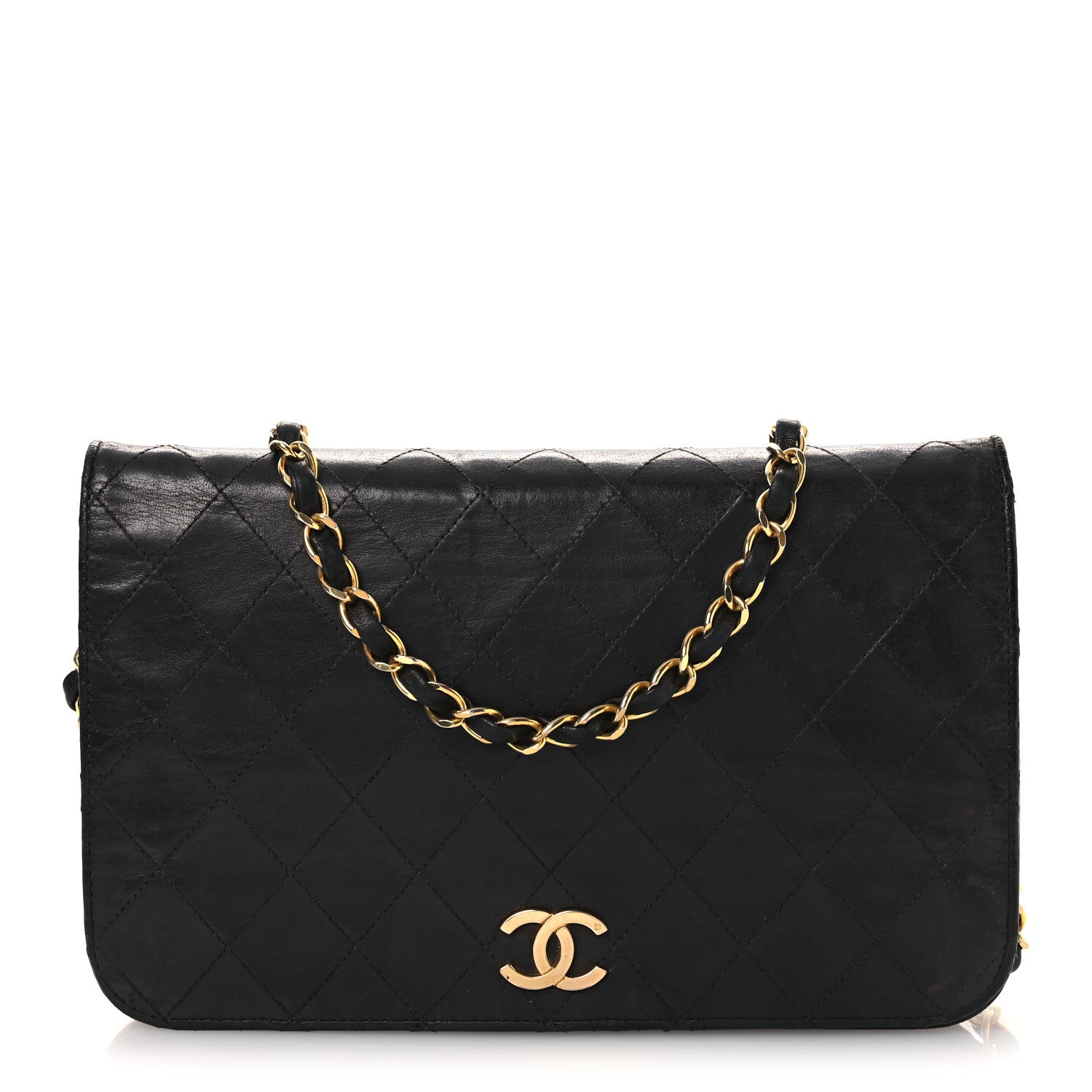 Lambskin Quilted Small Single Flap Bag Black