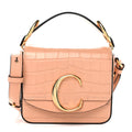 Calfskin Crocodile Embossed Mini C Double Carry Milky Orange
