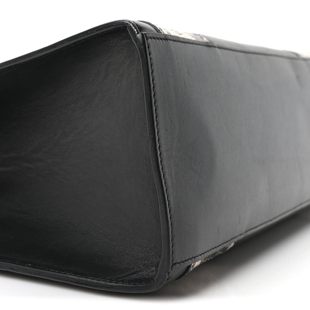 Calfskin Snakeskin GG Supreme Monogram Medium Osiride Top Handle Bag Black