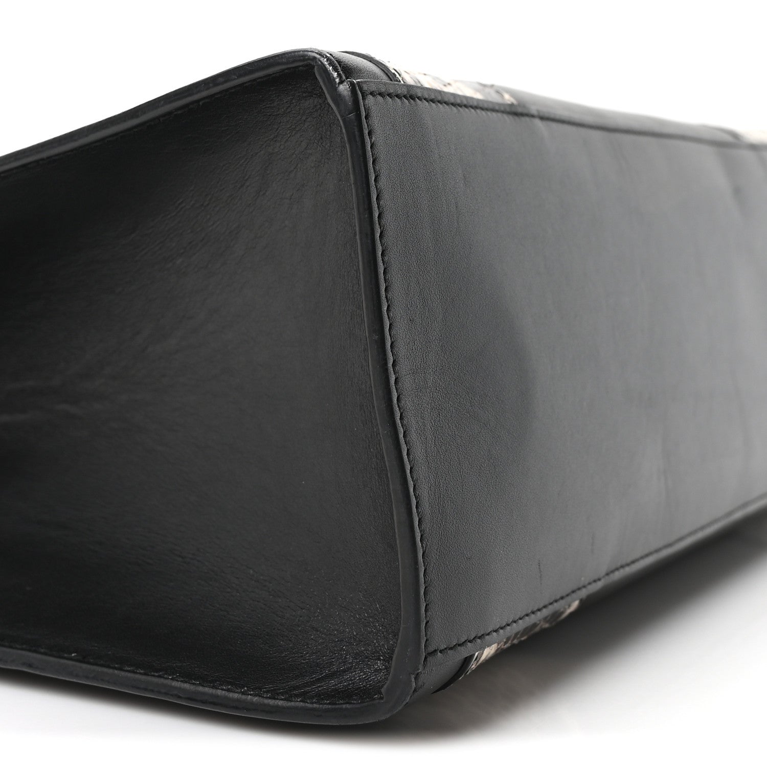 Calfskin Snakeskin GG Supreme Monogram Medium Osiride Top Handle Bag Black