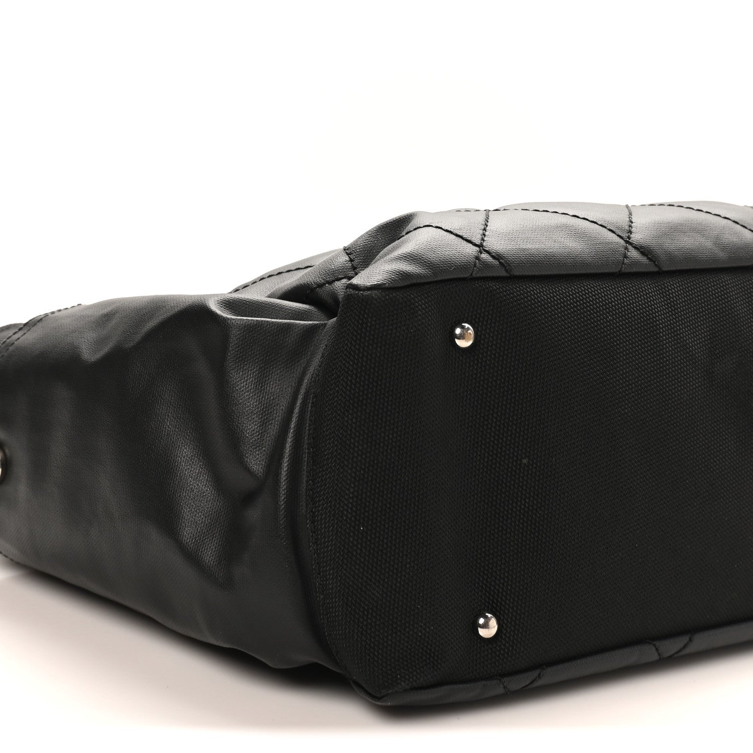 Coated Canvas Quilted Large Paris Biarritz Tote Black