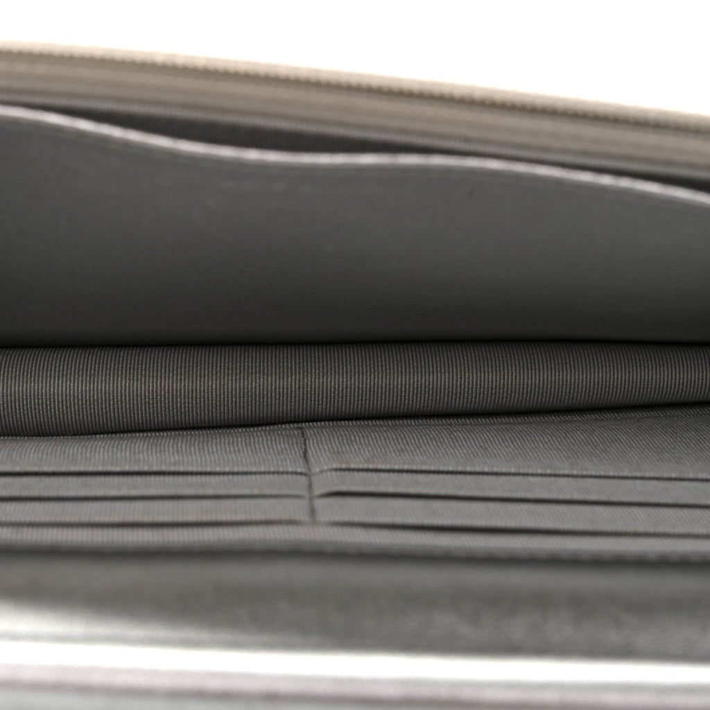 Metallic Lambskin Quilted Wallet On Chain WOC Silver