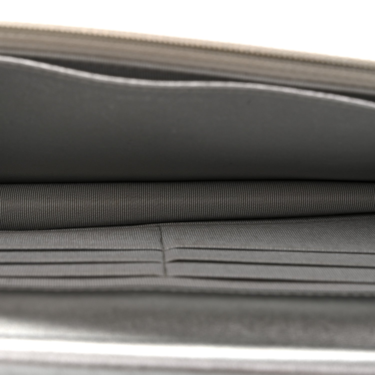Metallic Lambskin Quilted Wallet On Chain WOC Silver