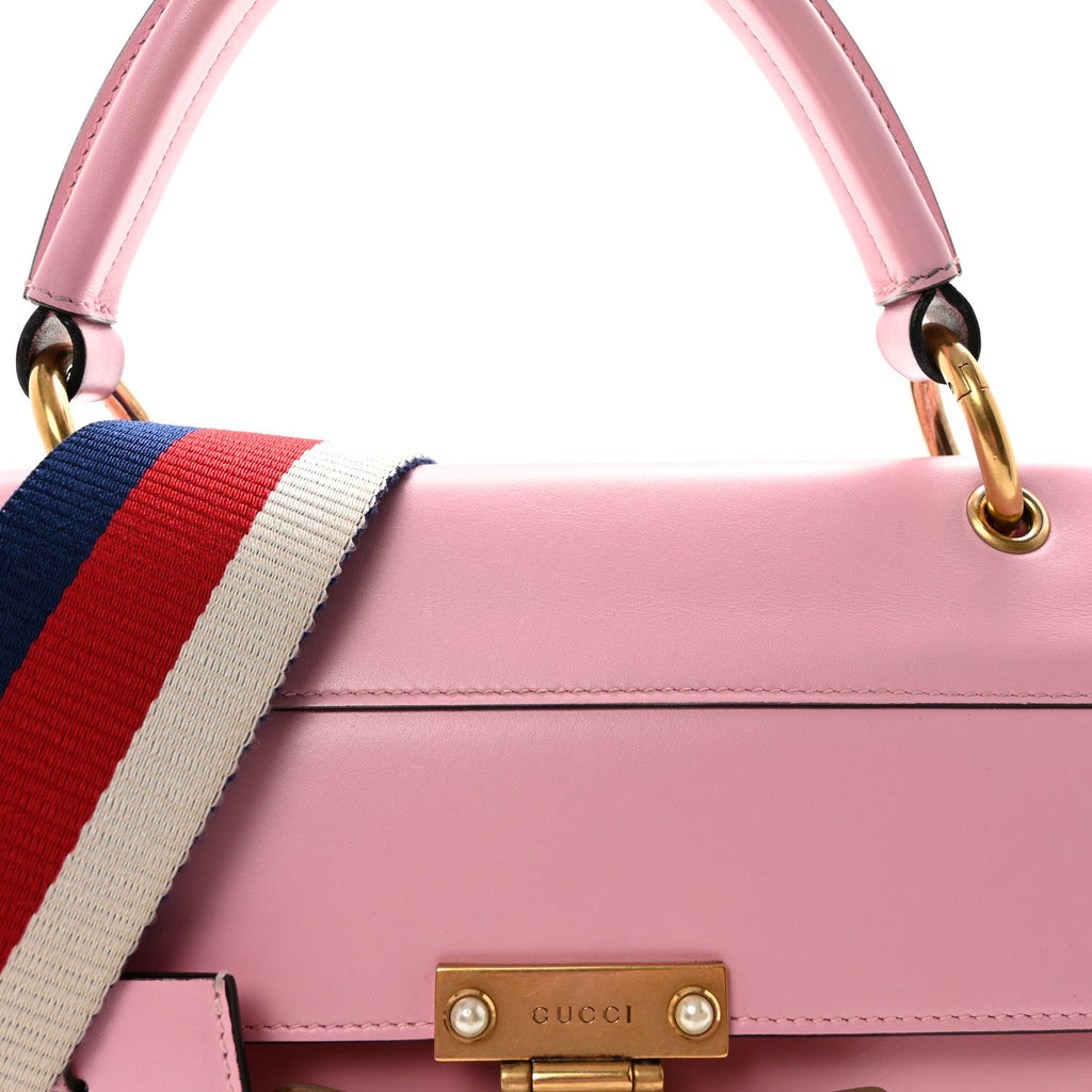 Calfskin Sylvie Web Small Queen Margaret Top Handle Bag Sugar Pink