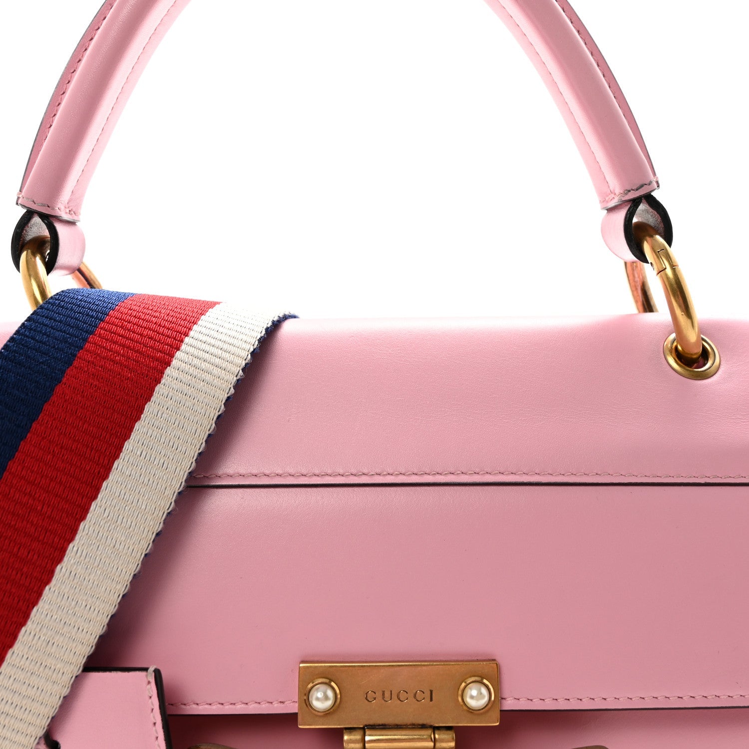 Calfskin Sylvie Web Small Queen Margaret Top Handle Bag Sugar Pink